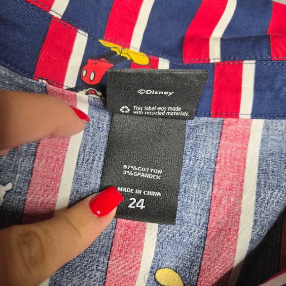 Disney Mickey Mouse Retro Swing Dress - Poplin Striped Red & Blue Size: 24 - Picture 6 of 7
